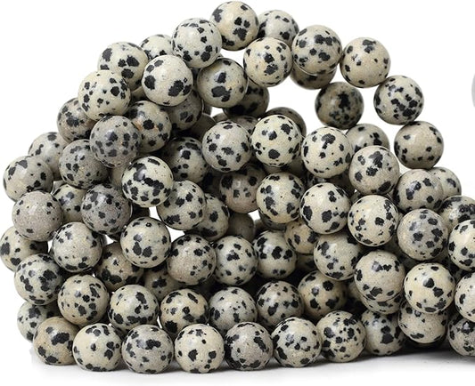 cheavian 35pcs 10mm natural dalmatian stone round loose beads for jewelry making diy findings 1 strand 15"