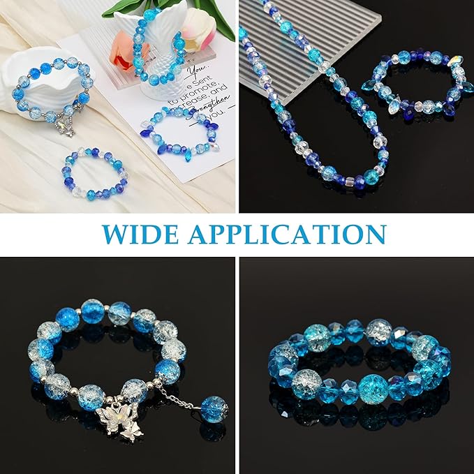 1000pcs Glass Beads for Jewelry Making Colorful Rainbow Craft Crystal Beads with Loose Beads Sparkly Beads for DIY Necklace Bracelet Earring(Blue)