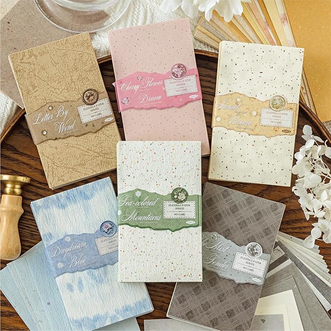 300 Pcs Scrapbook Paper Kit - 6 Pack Textured&Printed Decoupage Paper Assorted Set Colorful Special Mixed For Scrapbooking Supplies Junk Journaling Bullet Cards Making Craft Collage 4.13X2.44 Inch