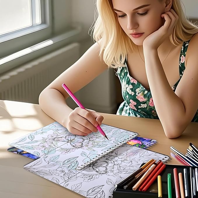 Women's Coloring Book 30 Pages Butterfly & Flower Pattern Coloring Books for Adults to Relax and Relieve Anxiety, Gift for Mother's Day, Birthdays, Christmas, Anniversaries