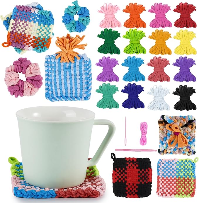 Caydo Weaving Loom Refill Loops, Elastic Loops for Weaving Looms - 448 Pieces, 16 Colors, Durable Elastic Craft Bands for Pot Holder Loom Kit, Suitable for Kids Aged 8+, Refill for Potholder Loom Kits