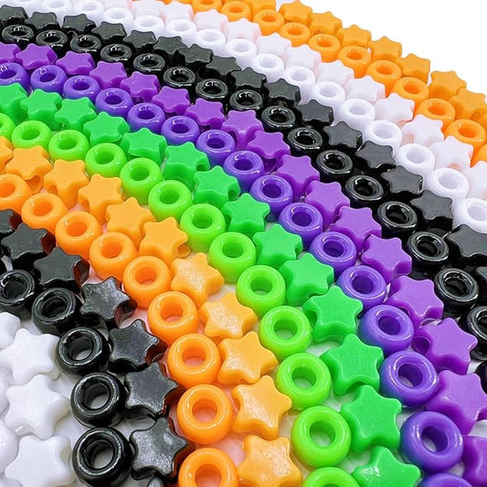 MIIIM 1000 Pcs Halloween Pony Beads Shapes for Friendship Bracelet, Large Hole Kandi Beads for Hair Braids, Jewelry Making (Halloween)