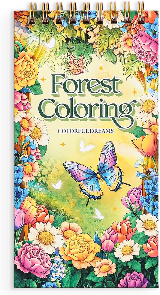 Mini Coloring Book for Women, 35 Pages Forest Dreams Small Coloring Books for Adults to Relax and Relieve Anxiety, Gift for Mother's Day, Birthdays, Christmas, Anniversaries