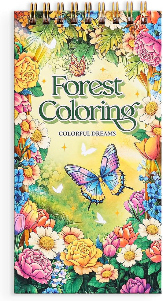 Mini Coloring Book for Women, 35 Pages Forest Dreams Small Coloring Books for Adults to Relax and Relieve Anxiety, Gift for Mother's Day, Birthdays, Christmas, Anniversaries