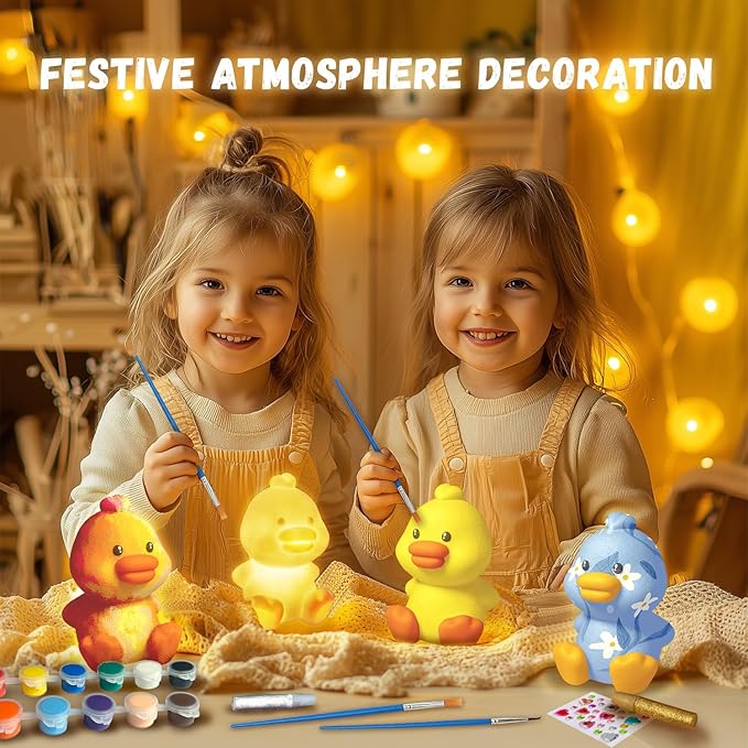 Cokiki Paint Your Own Duck Lamp Kit, Art Supplies DIY Crafts Night Light Painting Kit, Arts and Crafts for Kids Ages 8-12, Birthday Party Holiday Creative Gift for Girls Boys Ages 6 7 8 9 10 11 12+