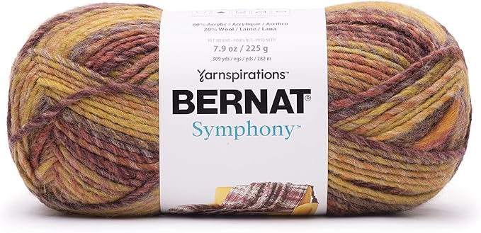 Bernat Symphony Autumn Maple Yarn - 2 Pack of 225g/8oz - Wool Blend - 5 Bulky - 309 Yards - Knitting/Crochet