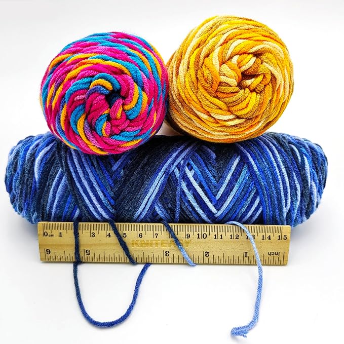 5-Ply Variegated Yarn 200g/2pcs, Acrylic 100%, Chunky Weight 2.5mm, Soft & Cozy, Vibrant Colors, Full Hand Feel for Knitting Sweaters, Scarves, Shawls, Hats (3#Deep Blue)