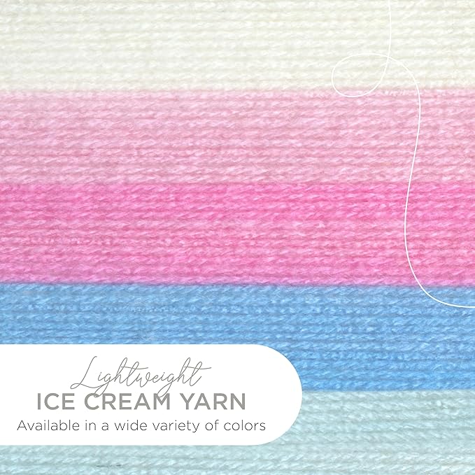Lion Brand Yarn, Ice Cream Baby Yarn for Knitting, Crochet, and Crafts, Cake Batter, 3 Pack, DK Weight Colorful Acrylic Fiber for Baby Blankets, Hats, and Sweaters