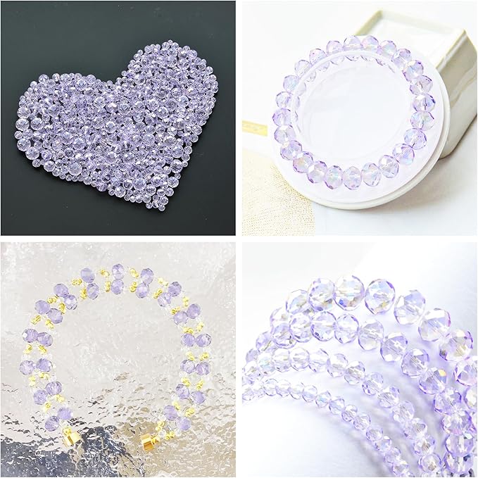 laopottbeads 500pcs 6mm crystal glass beads for jewelry making beads for bracelets necklace pendants making supplies(light purple)