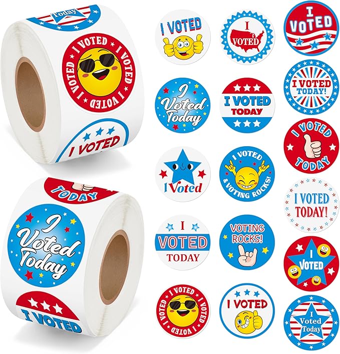 beyumi i voted today stickers - 1000pcs i voted today stickers in 2 rolls round self adhesive labels voting decal for kids election votes campaigns election day school classroom events voting supplies