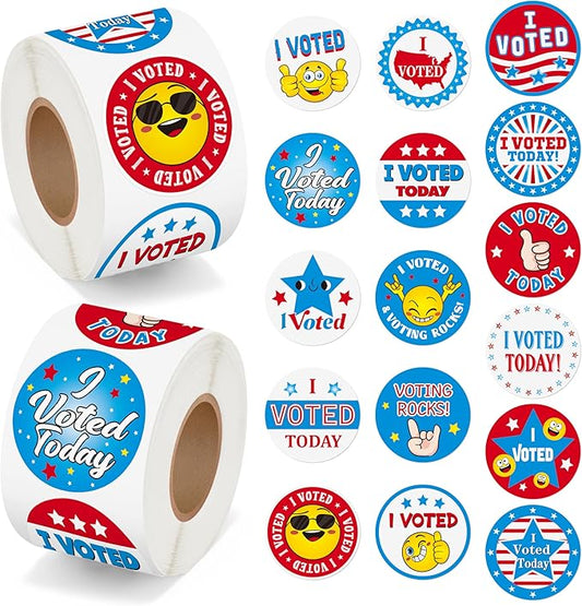 beyumi i voted today stickers - 1000pcs i voted today stickers in 2 rolls round self adhesive labels voting decal for kids election votes campaigns election day school classroom events voting supplies