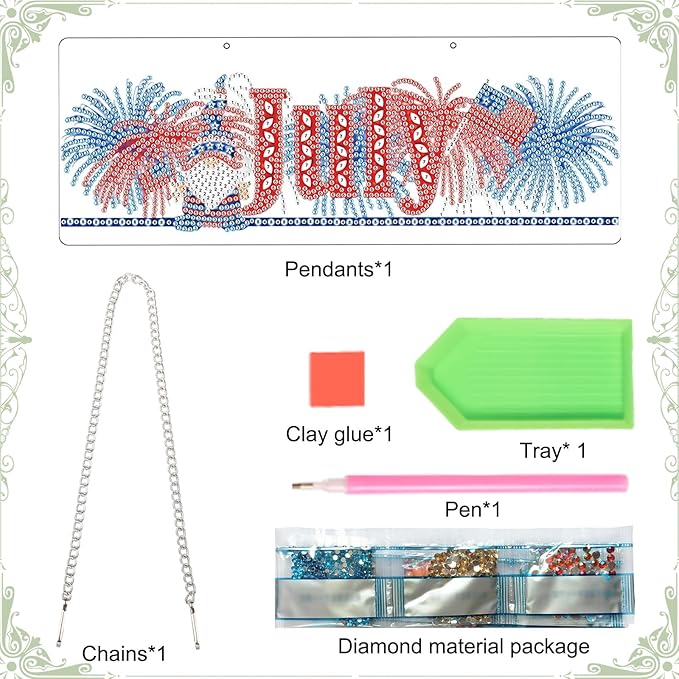Diamond Painting Kits Hanging Pendants, DIY Wreath Crystal Rhinestone Wreath Kits, Colored Imitation Art Point Crystal Diamond Art Window Pendants Home Garden Wall Door Birthday Festival Gifts (July)