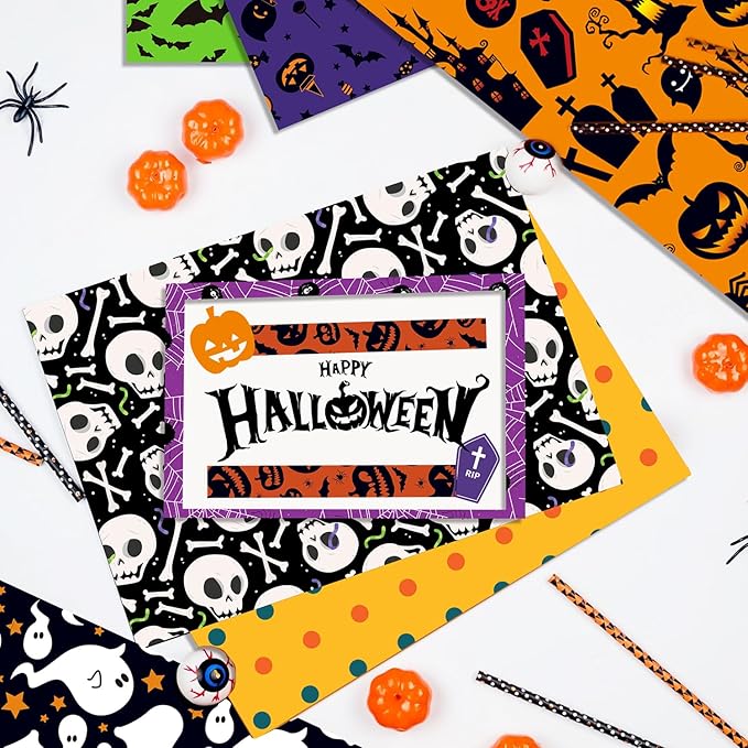 YASMEN Double-Sided Scrapbook Paper Pad, 12x12 Halloween Designer Paper Pad for Card Making, Journals, Planner, DIY Envelopes, Greeting Cards, Decorative Art Craft -24 Sheets