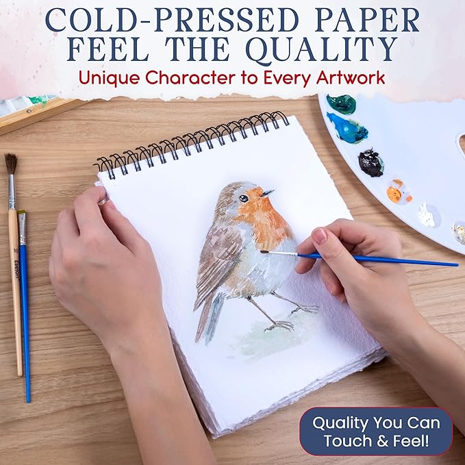 Wanderings Tear Out Watercolor Journal - 8"x8" - Premium Art Journal with Handmade Deckle Edge Paper Featuring 350 GSM Cold Press Paper for Scrapbook, Watercolor Album, Sketchbook, Drawing Pad