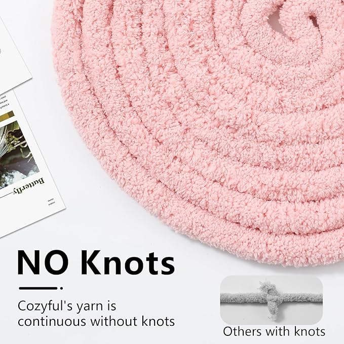 Chunky Yarn for Hand Knitting - #10 Chunky Chenille Yarn, Jumbo Big Thick Chunky Yarns for Crocheting, Super Bulky Chunky Knit Blanket Yarns, 8 Skein (25 yds 8 oz Each Skein), Pink