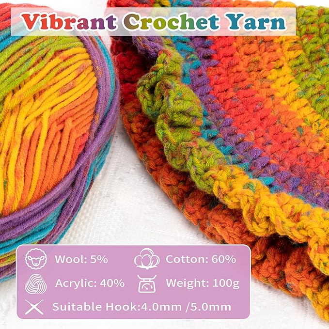 Alvian Elf Hat Crochet Kit for Beginners Rainbow Crochet Beanie Kit Knitting Kit for Beginners Adults Handmade Winter Toque (Red)