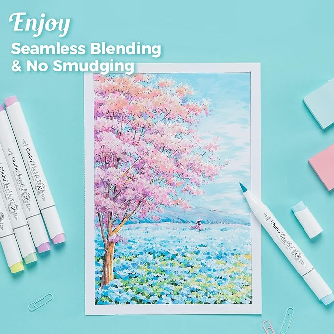 Ohuhu Double-Sided Bleedproof Marker Pad - 8.3"x8.3" Square Paper Size - 160 lb/280 gsm Heavyweight Smooth Drawing Paper - 50 Sheets/100 Pages - Spiral-Bound Sketchbook for Alcohol Markers