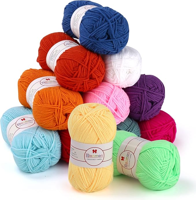 Yarn for Crocheting 12 Skein Multicolor (12, Style 1)