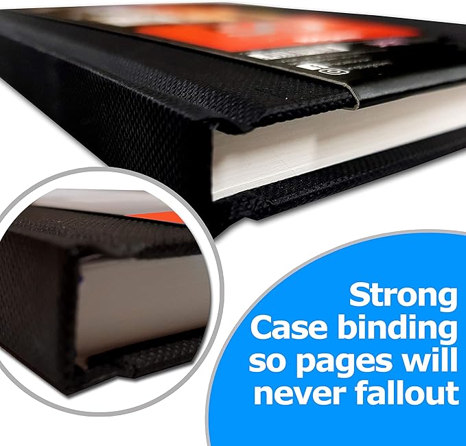 Hardback Casebound Mixed Media Sketch Book – 150gsm 50 Sheets - by Zieler™. Ideal for use with Pencils, Charcoal, Graphite, Pastels & Light Watercolour. Acid Free Sheets - Portrait (A5)