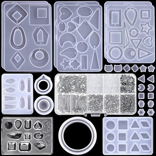 Resin Molds for Jewelry, Paxcoo 678pcs Earring Making Kit with 28pcs Epoxy Molds and 650pcs Earring Hooks, Jump Rings for Pendants, Resin Crafts, DIY Earring