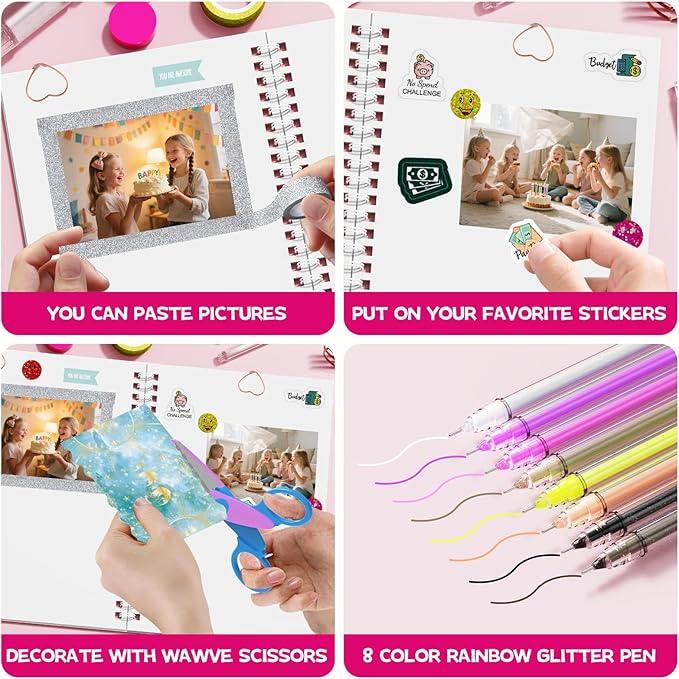 2-pack diy journal kit for girls ages 8-14,diy journal set stationary birthday gifts ideas for girls,art crafts for tween kid scrapbook & diary supplies set