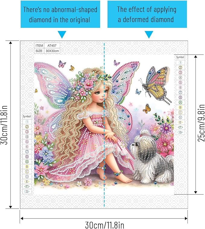 AiYuanzsh Diamond Art Painting Kits for Adults, 5D Special Shape Diamond Art Kits for Beginners, Crystal Rhinestones Diamond Art Painting for Home Wall Decoration Gift 12×12 inch, Princess Elf