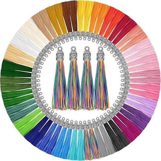 Caffox Tassels for Jewelry Making, 120PCS Keychain Tassel Charms Bulk, Silky Handmade Tassels for Earrings Bracelets Necklaces and DIY Craft