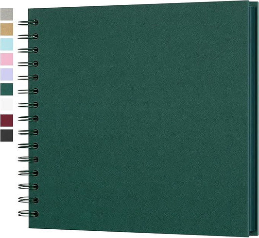 Yopih 8 x 8 Inch DIY Scrapbook Photo Album Hardcover Kraft Blank Page Acid-Free 40 Pages (20 Sheets) Memory Book for Wedding Anniversaries Family Baby Memories Small Scrapbooking Projects, Green