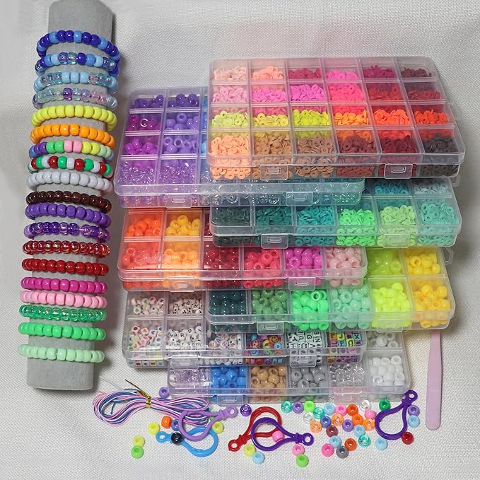 JULIMAIDONG 11500Pcs Pony Beads, Beads for Bracelets Making, Multi-Colored Hair Bead for Hair Braids, 144 Colors Kandi Friendship Bracelet Bead Jewelry Making Kits for Craft (144Color)
