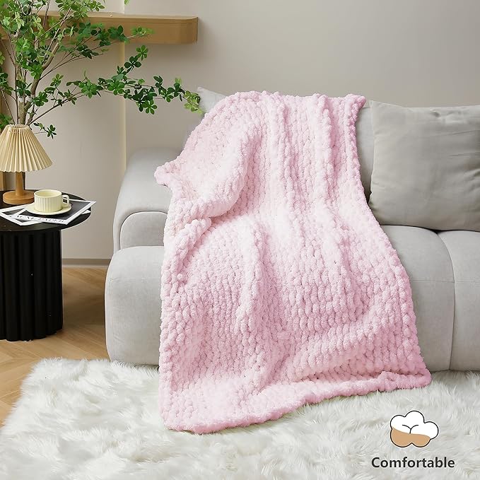 Chunky Yarn for Hand Knitting - #10 Chunky Chenille Yarn, Jumbo Big Thick Chunky Yarns for Crocheting, Super Bulky Chunky Knit Blanket Yarns, 8 Skein (25 yds 8 oz Each Skein), Blush Pink