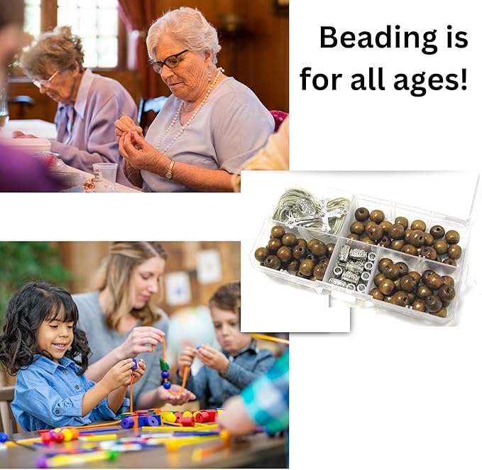 Linpeng Wood Bead Box Rosary DIY Kit, Catholic First Communion Necklace Making Supplies, Gift for Adults Seniors, 1 kit