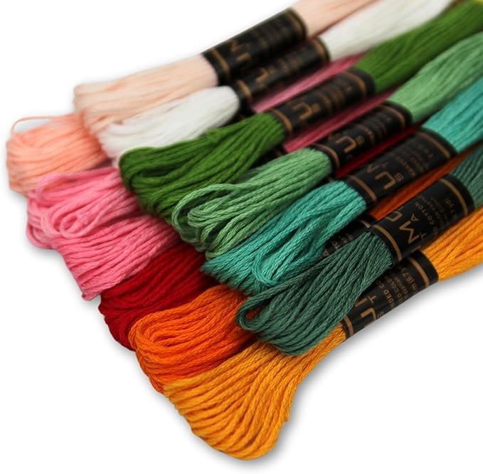 Pack of 50 Popular Colours Premium Embroidery Thread | 100% Egyptian Cotton Premium Skeins | Cross Stitch Embroidery Floss | Oeko TEX Certified| (12, Blush Garden)