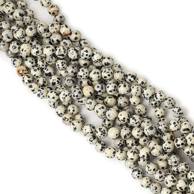 cheavian 45pcs 8mm natural dalmatian stone round loose beads for jewelry making diy findings 1 strand 15"