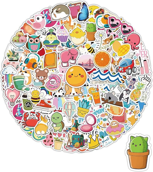 100 pcs stickers for kids, cute water bottle vinyl waterproof laptop stickers for students gifts school supplies classroom teacher prizes sticker pack for kids girls teens