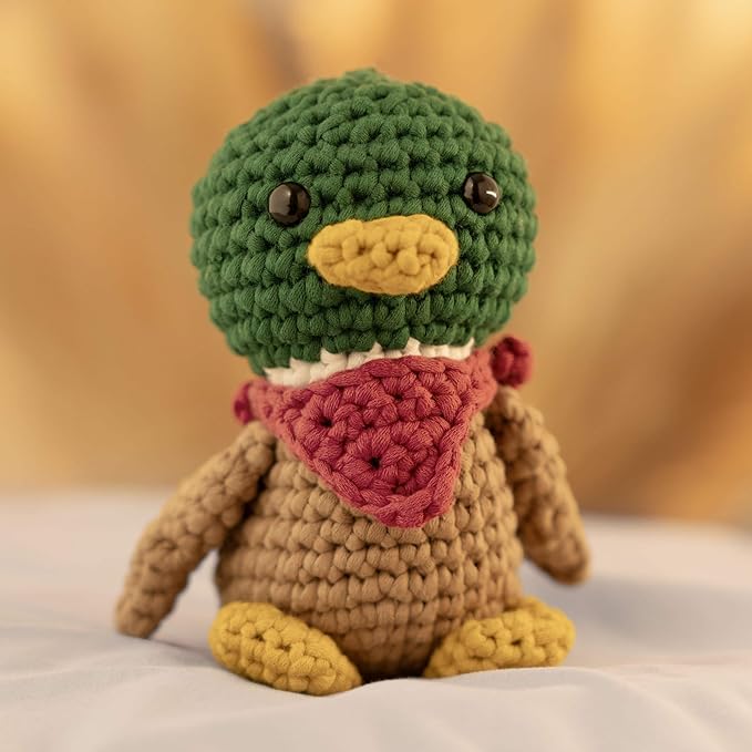 Amigurumi Crochet Kit for Beginners Adults and Kids, Learn to Crochet Kits for Adults Beginner with Easy Yarn, Stuffed Crochet Animal Kit with Step-by-Step Video Tutorials - Dale the Duck