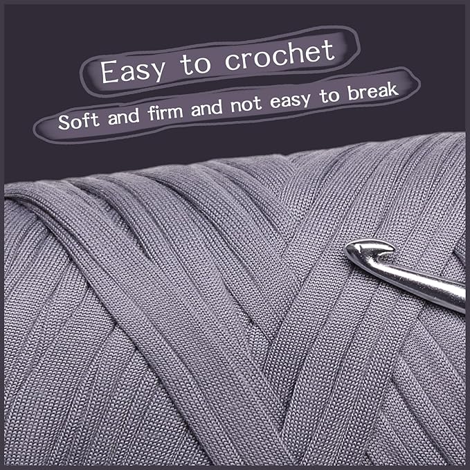 2 Pack T-Shirt Crochet Yarn for DIY Knitting Crochet Cloth Blanket Bag Dolls - 400g Chunky Thick Yarn for Crocheting with Polyester-Spandex Blend Elastic Fabric (Black)