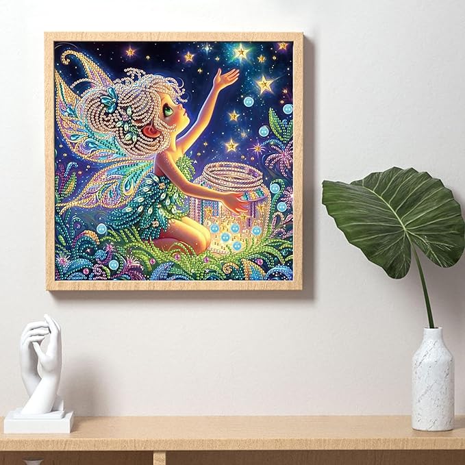 5D Special Shape Diamond Art Kits for Beginners, Diamond Painting Kits for Adults, Crystal Rhinestones Diamond Painting for Home Wall Decoration Gift 12×12 inch/30×30 cm, Starry Night Enchantment