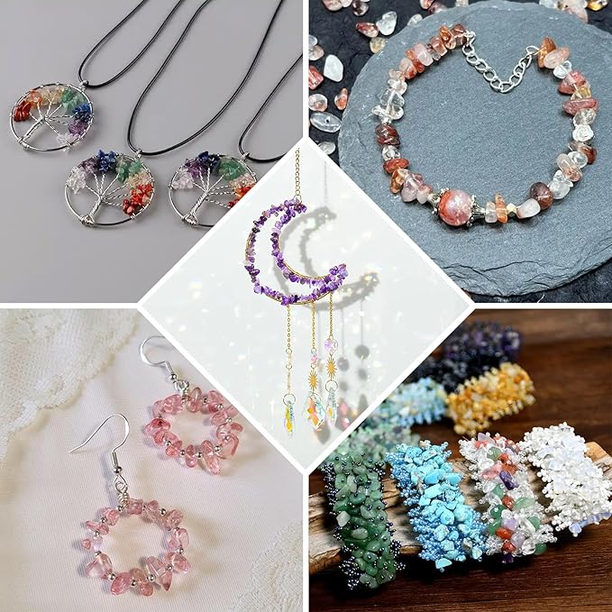 Ouubuuy Jewelry Making Kits for Adults Women with 1200pcs 20 Colors Crystals Beads,Natural Irregular Crystal Chips for DIY Jewelry Bracelet Earring Necklace Craft Making