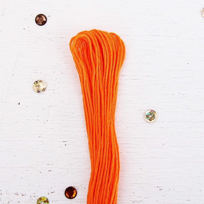 12 Skeins ThreadArt Premium Egyptian Long Fiber Cotton Embroidery Floss | Orange | 6 Strand Divisible Thread 8.75yds Each for Hand Embroidery, Friendship Bracelets, Cross Stitch and Crafts