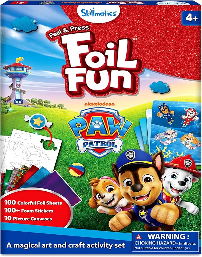 skillmatics foil fun - paw patrol, mess-free art & craft kits for kids, diy creative activity, travel toys, gifts for fans of chase, marshall, skye, girls, boys, ages 4, 5, 6, 7, 8 and up