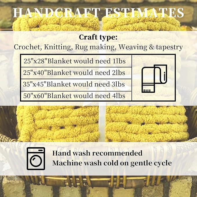 SUNTQ 8 Pack Assorted Chunky Yarn - Bulky Thick Chenille Fluffy Yarn for Crocheting, Hand Knitting, Arm Knitting - 4 Golden Yellow, 4 Canyon (32 yds, 8.8 oz Each Skein)