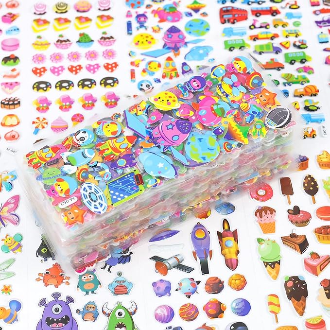 puffy stickers for kids toddlers, small 3d sticker variety pack, kid stickers sheets bulk, mini party favor for kids girls boy,80 sheets 4000+ unique patterns as teachers rewards gifts
