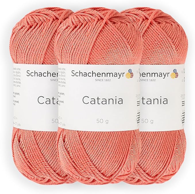 3 Skein/Pack Schachenmayr (SMC) Catania Originals Yarn, Each Ball 1.76 Oz (50gr) / 136 Yards (125 m), 100% Mercerized Cotton for Knitting and Crochet Yarn, Sport Weight, 427 - Scampi