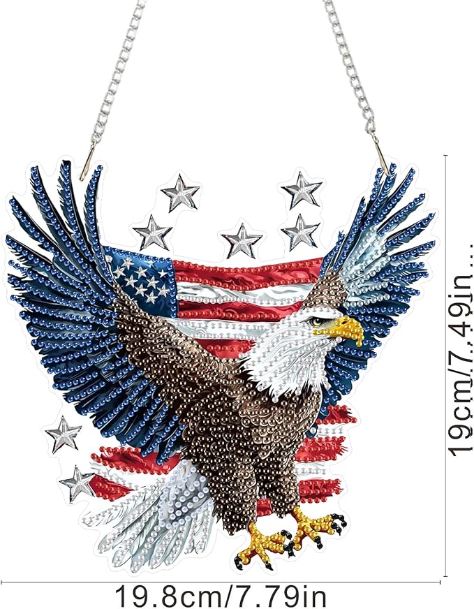 SENQAO Eagle Diamond Art Hanging Kit for Adult, Special Shaped Rhinestone, DIY Acrylic 5D Diamond Art Painting Window Pendants Home Garden Wall Hanging Kits Hanging Ornament