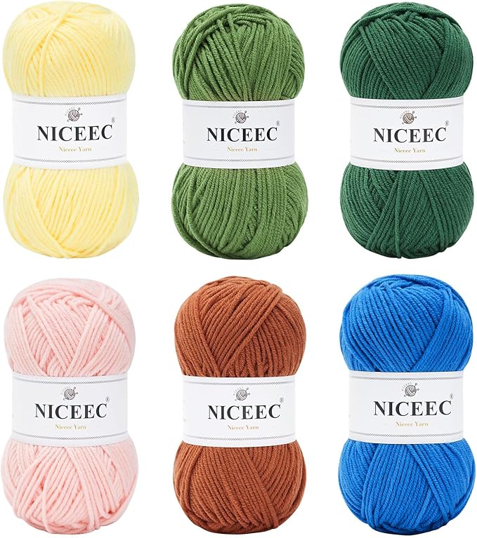NICEEC 300g Soft Assorted Colors Yarn - Sport Weight,100% Acrylic, 4 Ply, Bonbons Yarn for Crochet & Knit, DIY Project Starter Kit for Kids or Adults(Total 870yds) - Series 18