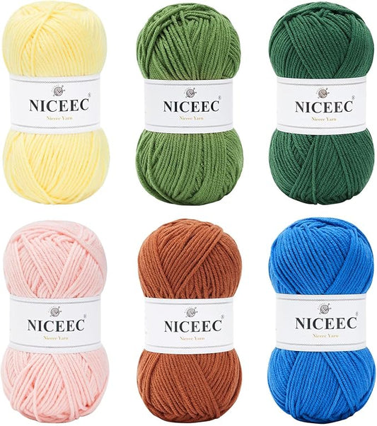 NICEEC 300g Soft Assorted Colors Yarn - Sport Weight,100% Acrylic, 4 Ply, Bonbons Yarn for Crochet & Knit, DIY Project Starter Kit for Kids or Adults(Total 870yds) - Series 18