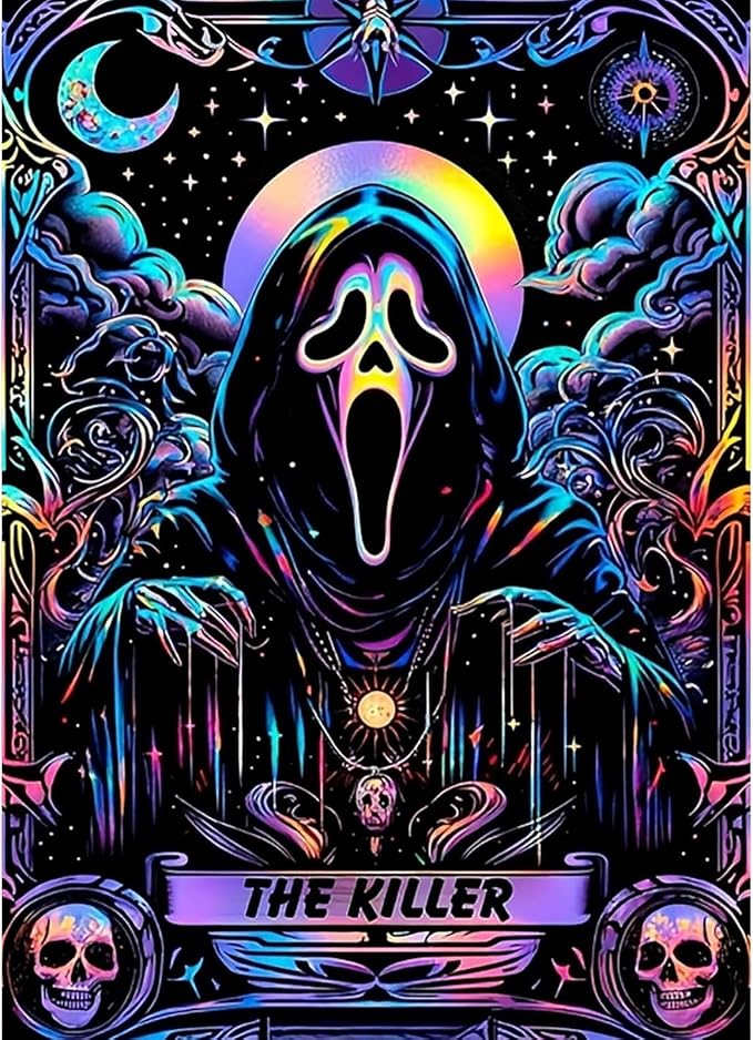 KTHOFCY 5D DIY Diamond Painting Kits for Adults, Halloween Skull Moon Star Full Drill Embroidery Cross Stitch Crystal Rhinestone Paintings Pictures Arts Wall Decor Painting Dots Kits 11.8X15.7 inch