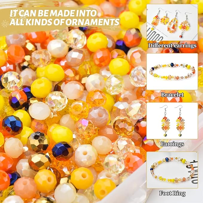 Wholesale 4/6/8mm Crystal Rondelle Beads for Jewelry Making Findings Include Plastic Storage Box,Faceted Glass Beads,Spacer Beads for Bracelets Earrings