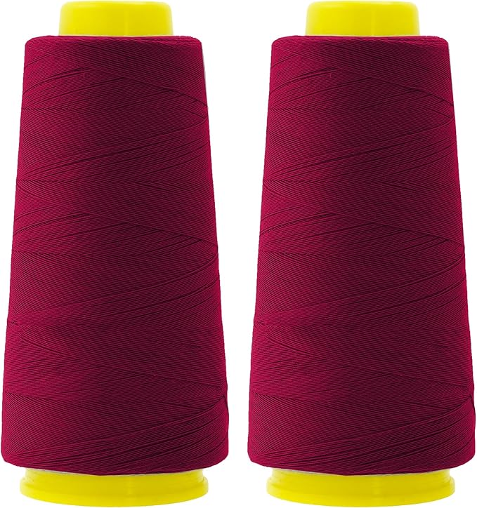 Mandala Crafts Burgundy Thread Cones for Machine and Hand Quilting - 2400 Yds 50 WT Multiple Purpose Mercerized 100% Cotton Threads for Sewing Machine Serger Embroidery
