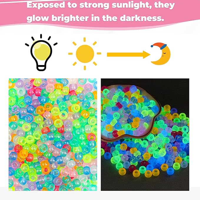 gmma glow in the dark pony beads bulk for bracelet 9 color 1000 pcs plastic beads for jewelry making friendship bracelet making diy necklace party decoration supplies